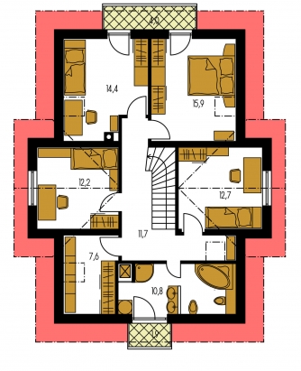 Image miroir | Plan de sol du premier étage - PREMIUM 213